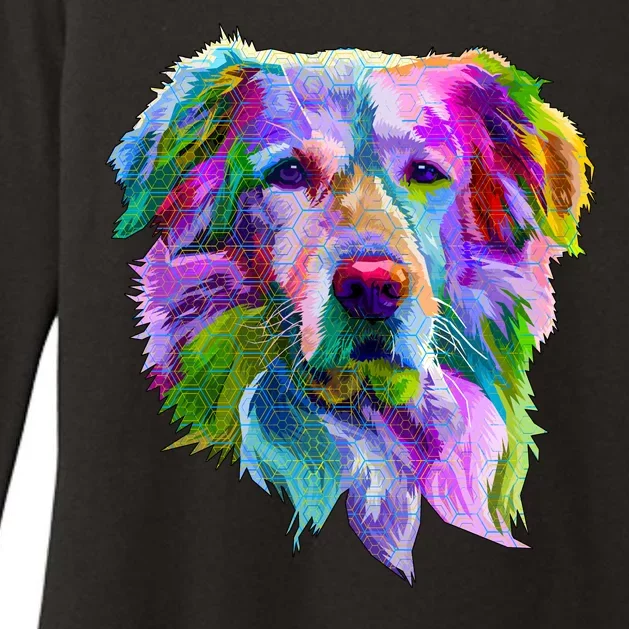 Colorful Golden Retriever Womens CVC Long Sleeve Shirt