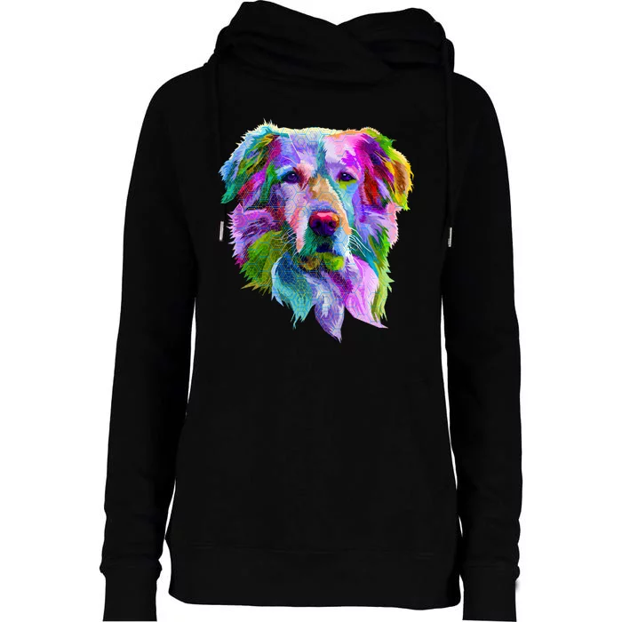 Colorful Golden Retriever Womens Funnel Neck Pullover Hood