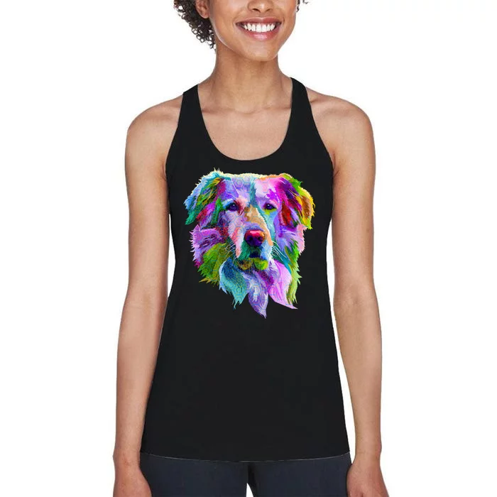 Colorful Golden Retriever Women's Racerback Tank