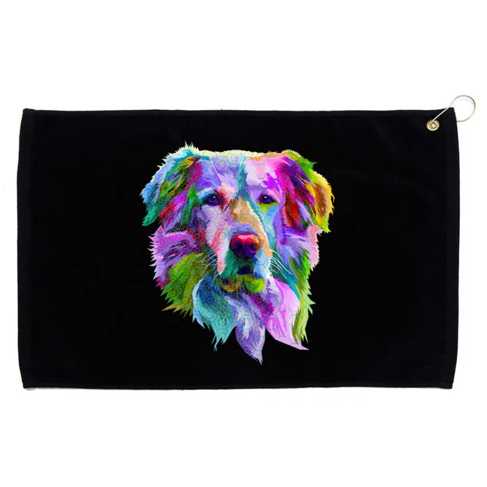 Colorful Golden Retriever Grommeted Golf Towel