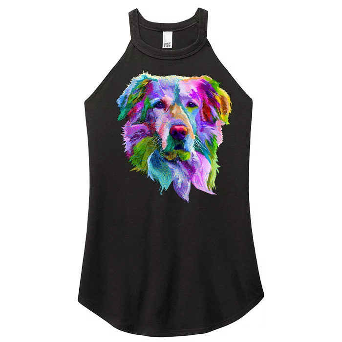 Colorful Golden Retriever Women’s Perfect Tri Rocker Tank