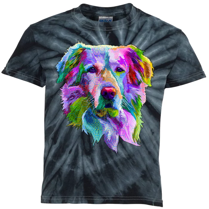 Colorful Golden Retriever Kids Tie-Dye T-Shirt