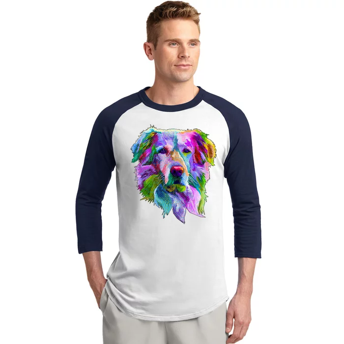 Colorful Golden Retriever Baseball Sleeve Shirt