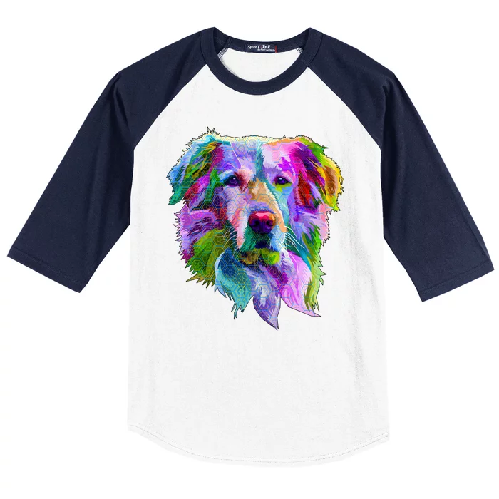 Colorful Golden Retriever Baseball Sleeve Shirt