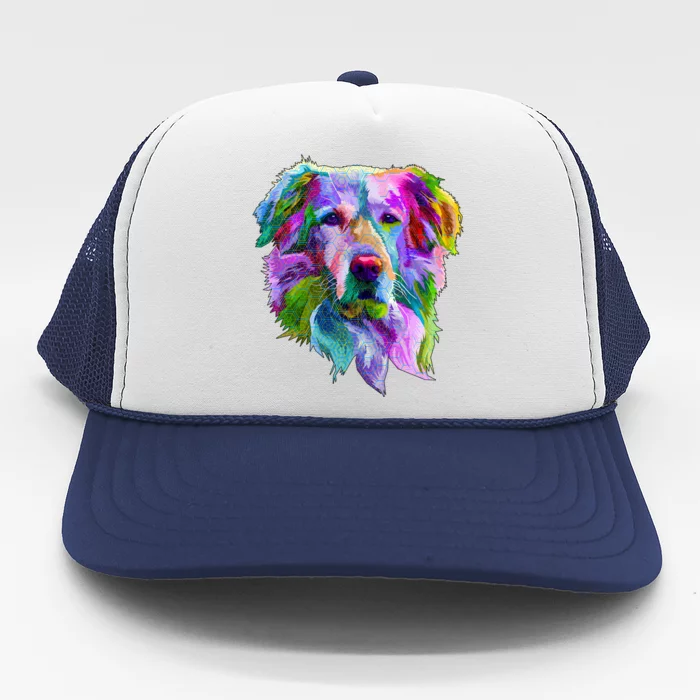 Colorful Golden Retriever Trucker Hat