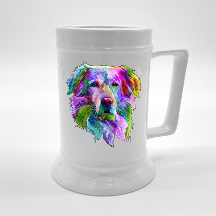 Colorful Golden Retriever Front & Back Beer Stein