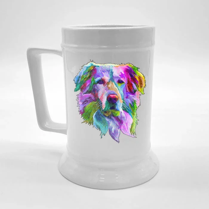 Colorful Golden Retriever Front & Back Beer Stein