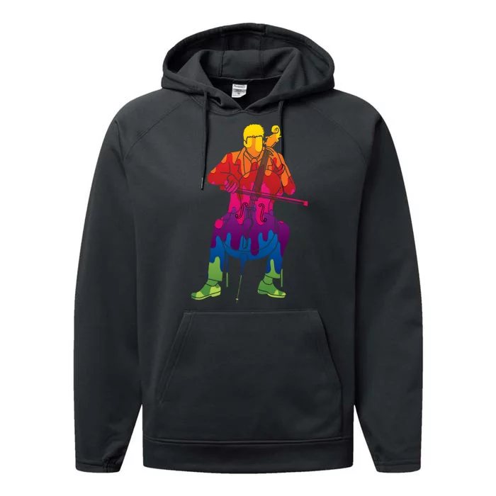 Colorful Guy Playing The Cello Performance Fleece Hoodie