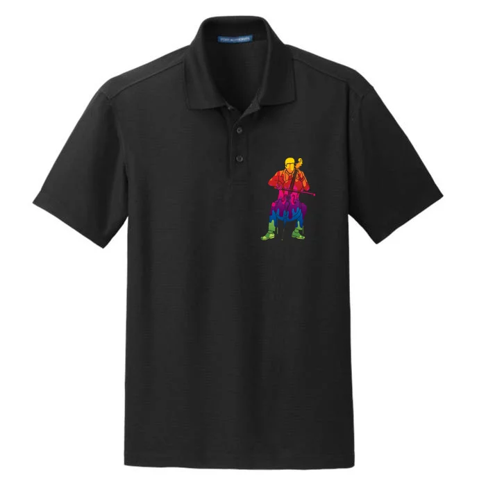 Colorful Guy Playing The Cello Dry Zone Grid Performance Polo