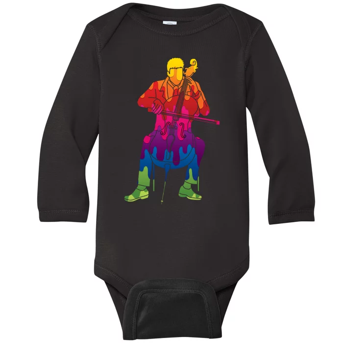 Colorful Guy Playing The Cello Baby Long Sleeve Bodysuit