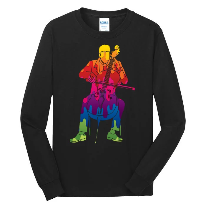 Colorful Guy Playing The Cello Tall Long Sleeve T-Shirt