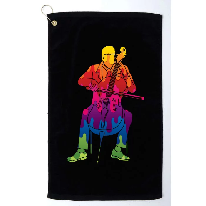 Colorful Guy Playing The Cello Platinum Collection Golf Towel