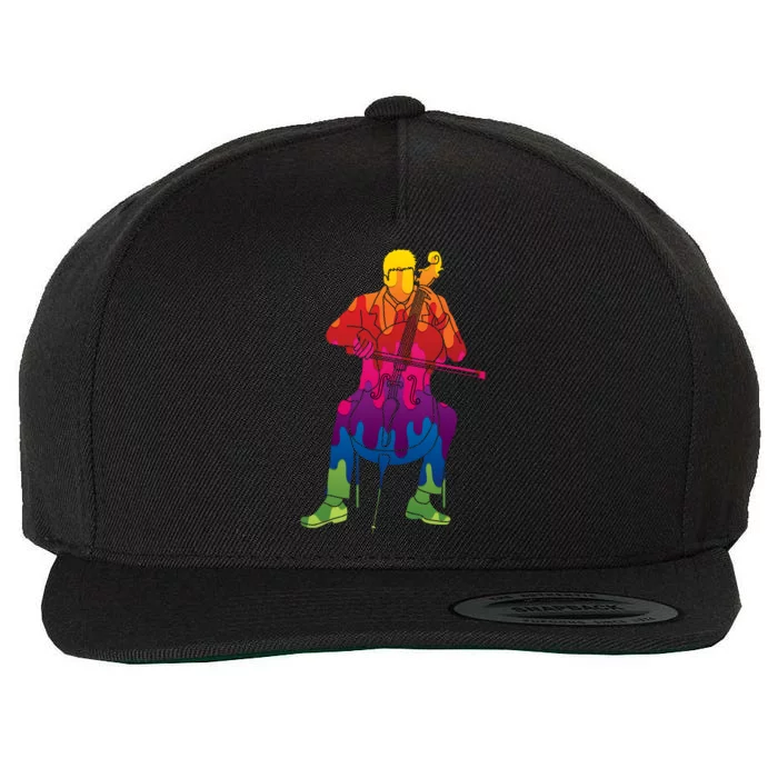 Colorful Guy Playing The Cello Wool Snapback Cap