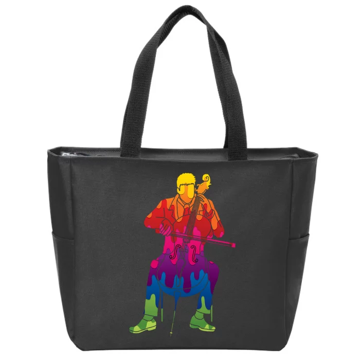 Colorful Guy Playing The Cello Zip Tote Bag