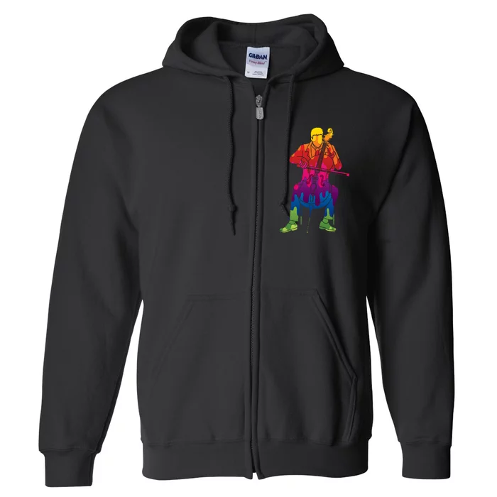 Colorful Guy Playing The Cello Full Zip Hoodie