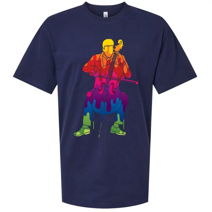 Colorful Guy Playing The Cello Sueded Cloud Jersey T-Shirt