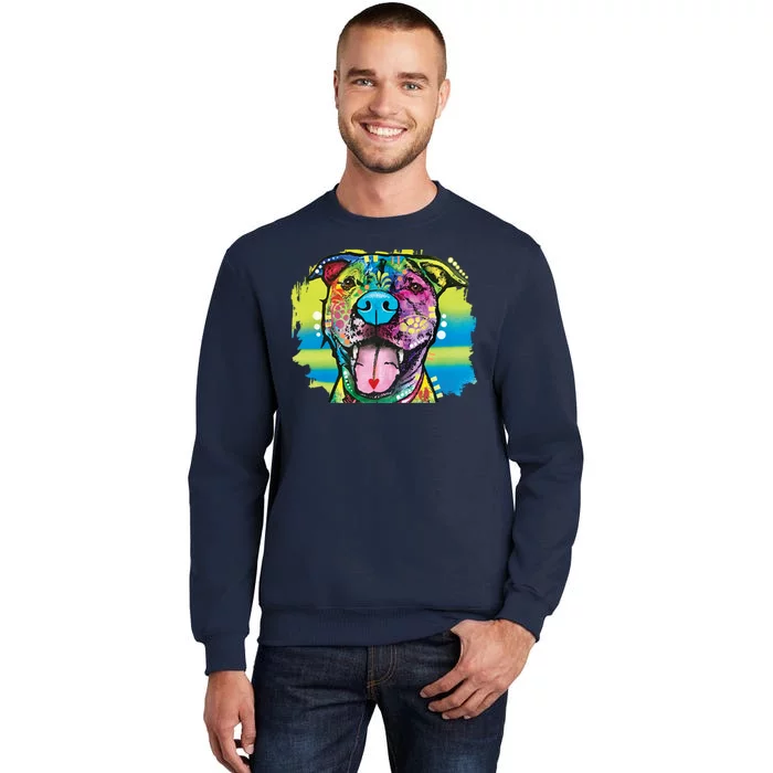 Colorful Happy Pitbull Tall Sweatshirt