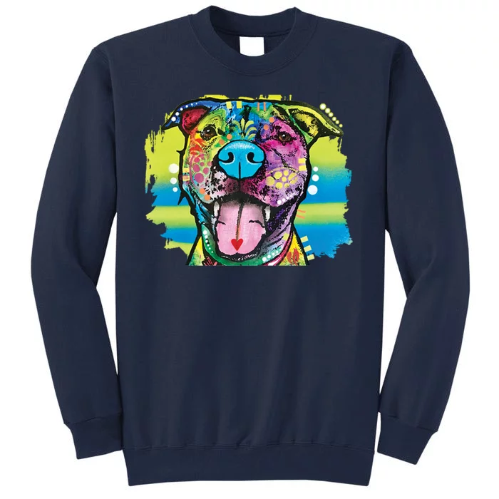 Colorful Happy Pitbull Tall Sweatshirt