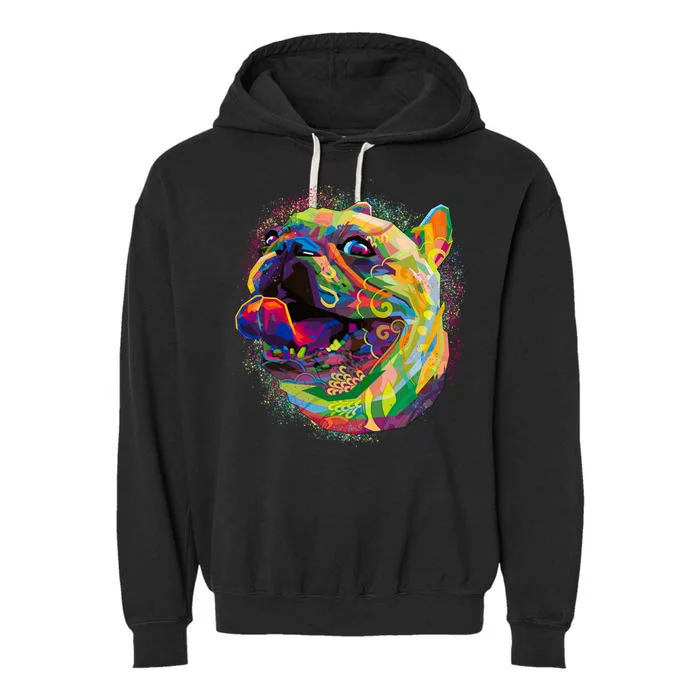 Colorful Happy Pug Smiling Garment-Dyed Fleece Hoodie