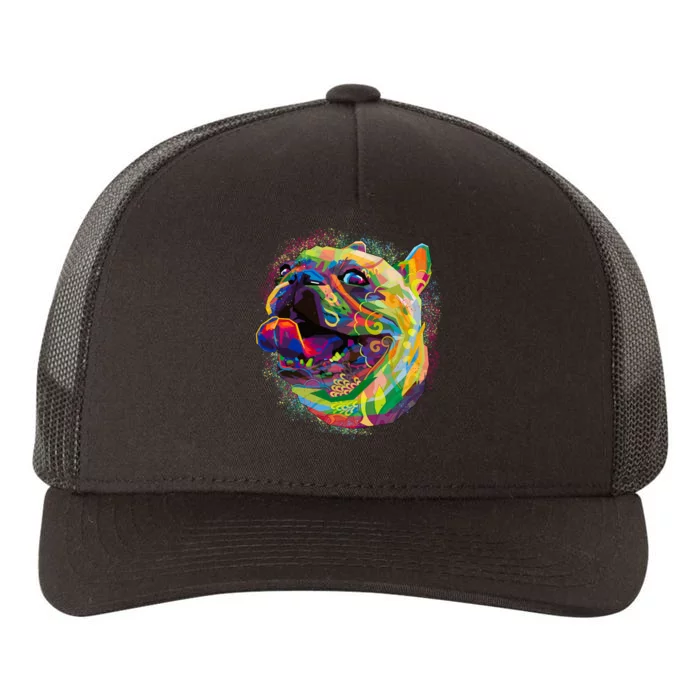 Colorful Happy Pug Smiling Yupoong Adult 5-Panel Trucker Hat