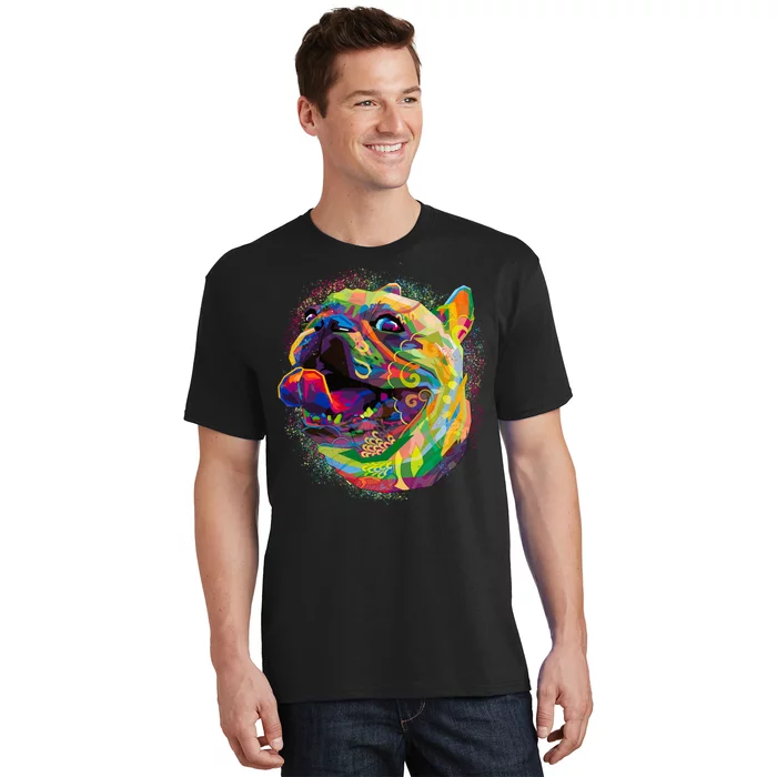 Colorful Happy Pug Smiling T-Shirt