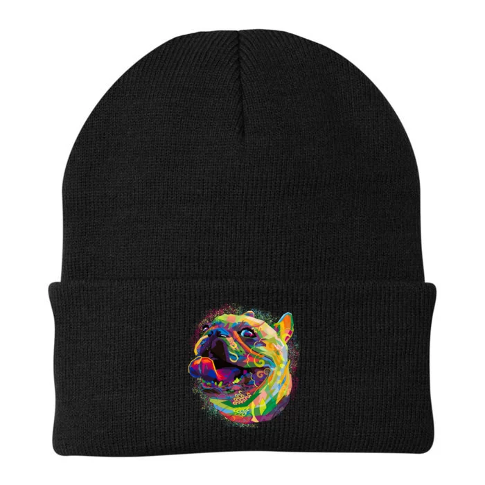 Colorful Happy Pug Smiling Knit Cap Winter Beanie