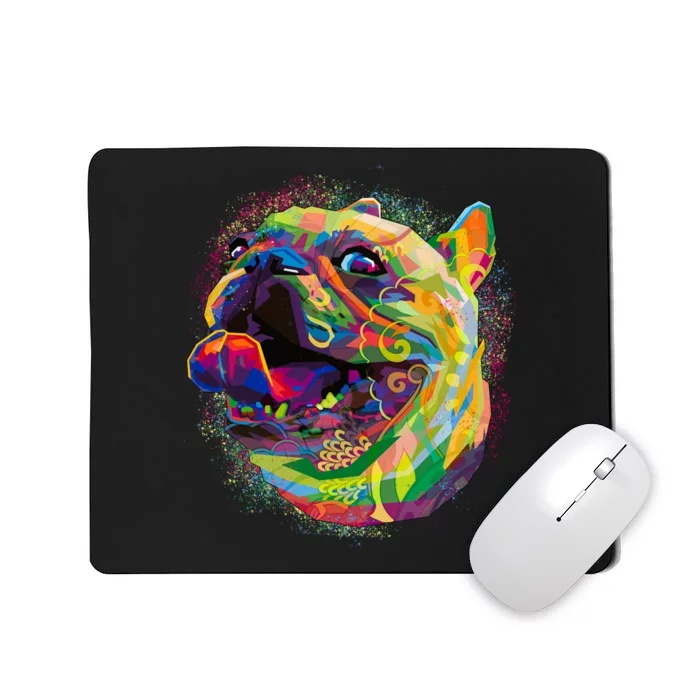 Colorful Happy Pug Smiling Mousepad