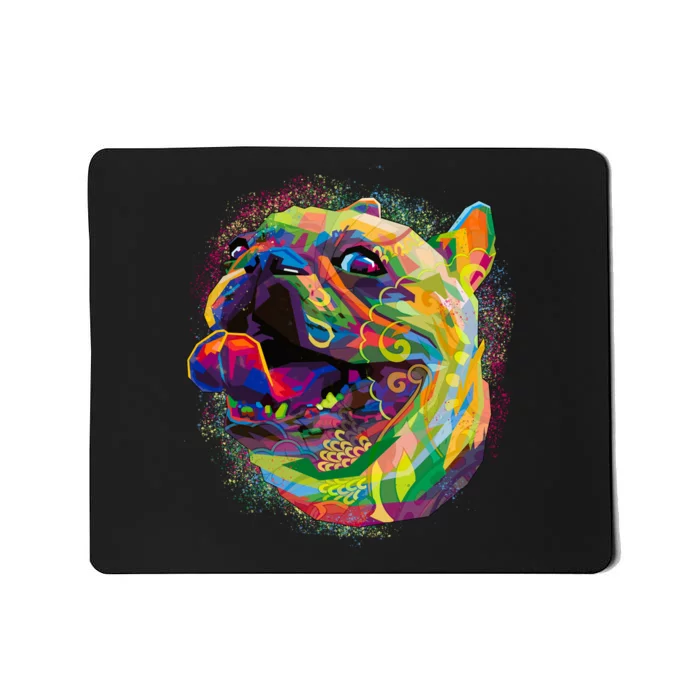 Colorful Happy Pug Smiling Mousepad