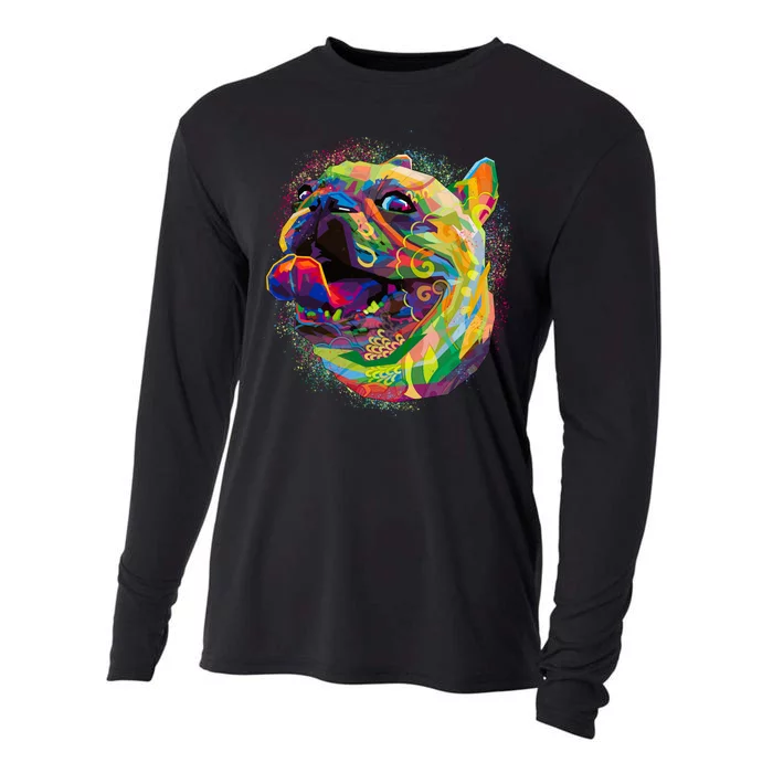 Colorful Happy Pug Smiling Cooling Performance Long Sleeve Crew