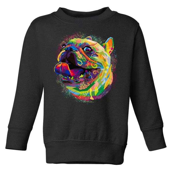 Colorful Happy Pug Smiling Toddler Sweatshirt