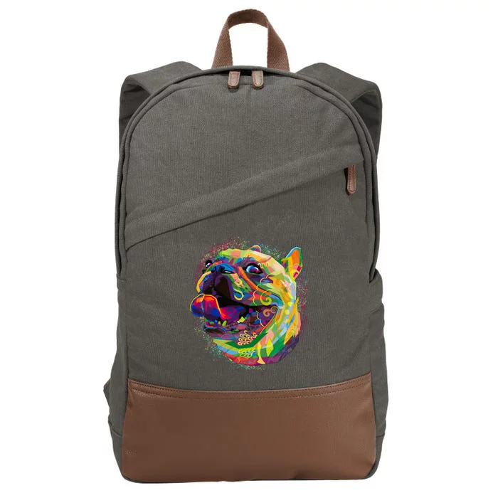 Colorful Happy Pug Smiling Cotton Canvas Backpack