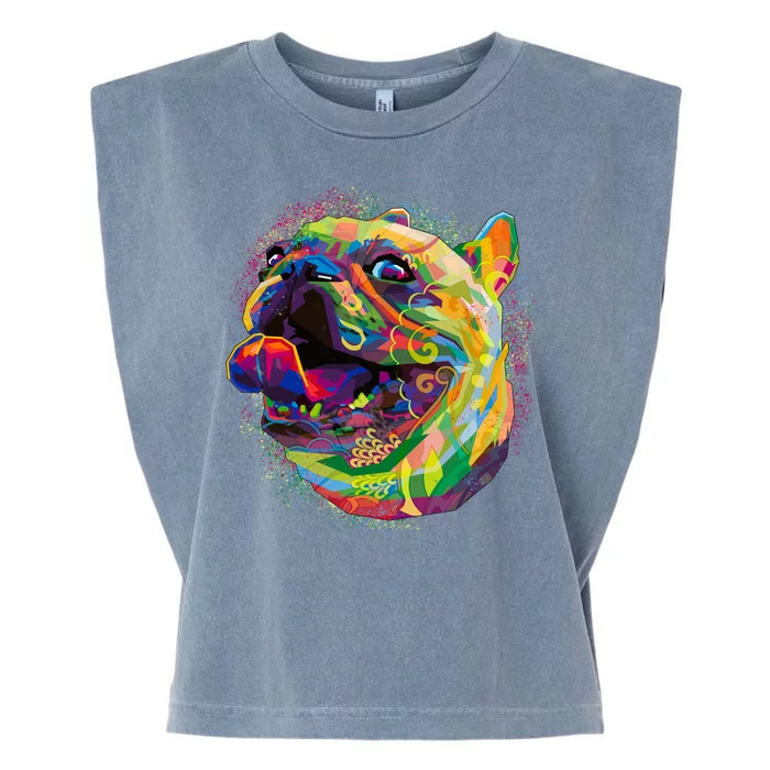 Colorful Happy Pug Smiling Garment-Dyed Women's Muscle Tee