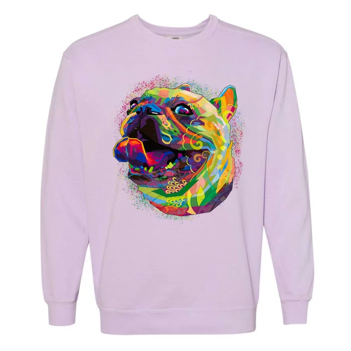 Colorful Happy Pug Smiling Garment-Dyed Sweatshirt