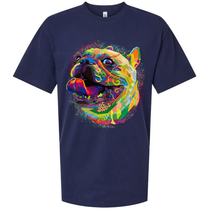 Colorful Happy Pug Smiling Sueded Cloud Jersey T-Shirt