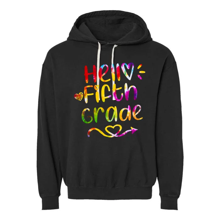 Colorful Hello Fifth Grade Garment-Dyed Fleece Hoodie