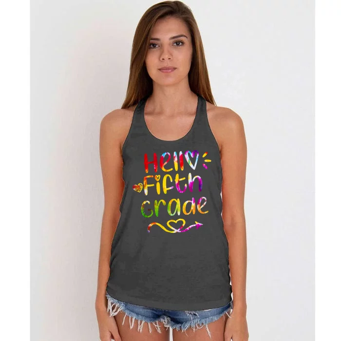 Colorful Hello Fifth Grade Women's Knotted Racerback Tank