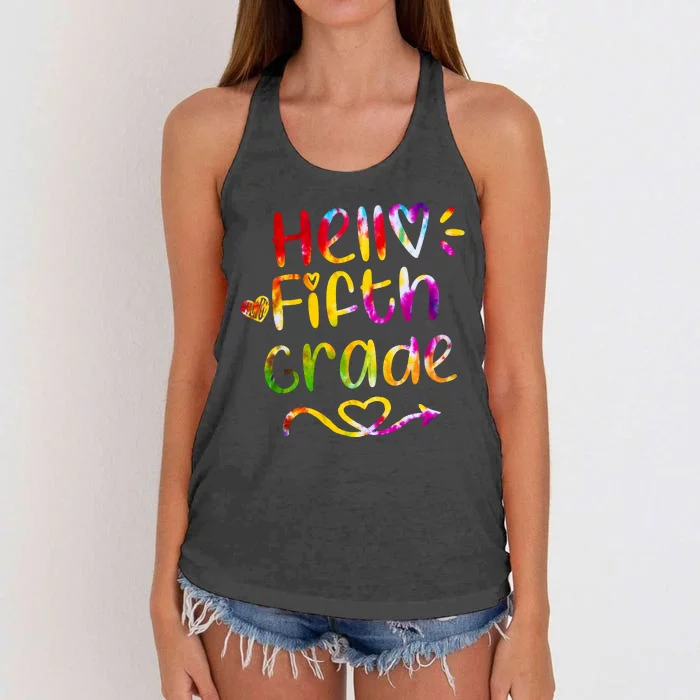 Colorful Hello Fifth Grade Women's Knotted Racerback Tank