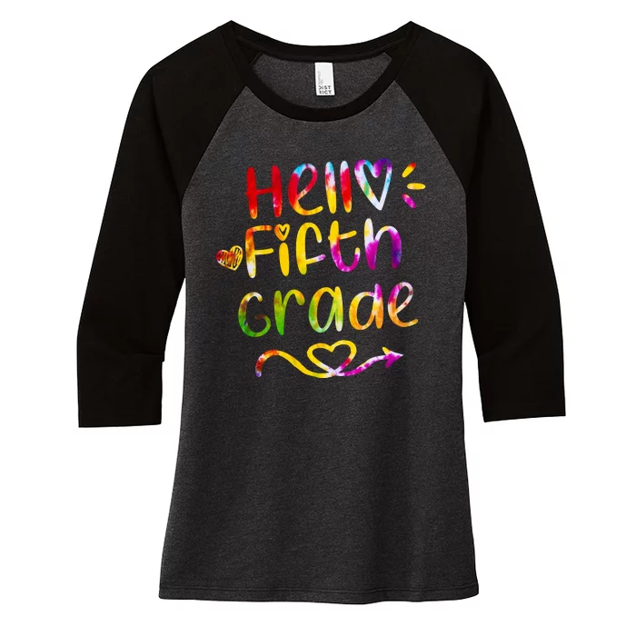 Colorful Hello Fifth Grade Women's Tri-Blend 3/4-Sleeve Raglan Shirt