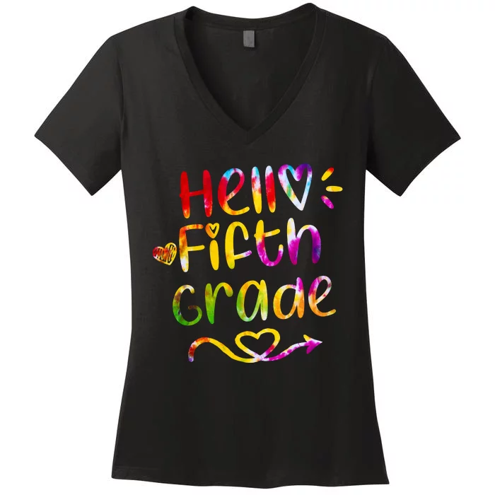 Colorful Hello Fifth Grade Women's V-Neck T-Shirt