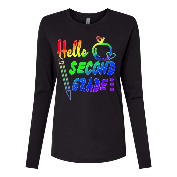 Colorful Hello Second Grade Womens Cotton Relaxed Long Sleeve T-Shirt