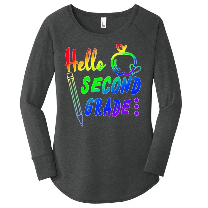 Colorful Hello Second Grade Women's Perfect Tri Tunic Long Sleeve Shirt