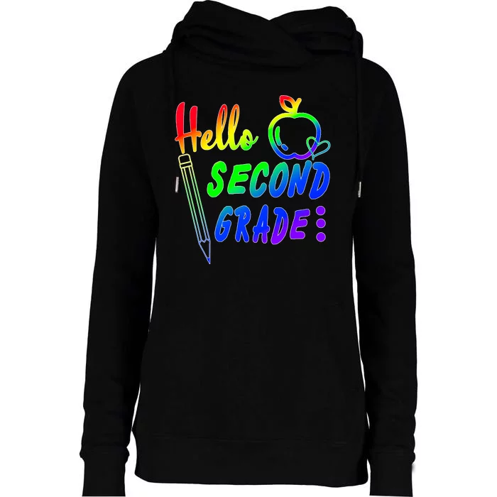 Colorful Hello Second Grade Womens Funnel Neck Pullover Hood