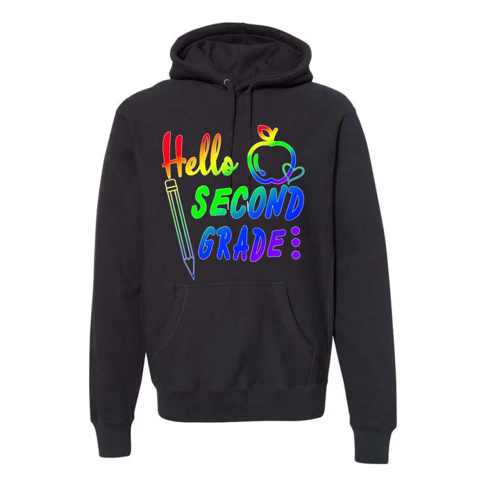 Colorful Hello Second Grade Premium Hoodie