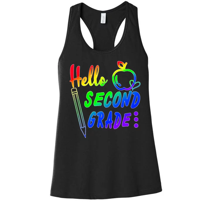 Colorful Hello Second Grade Women's Racerback Tank