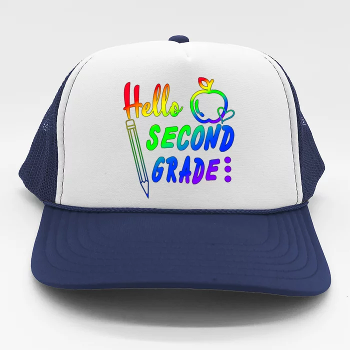 Colorful Hello Second Grade Trucker Hat