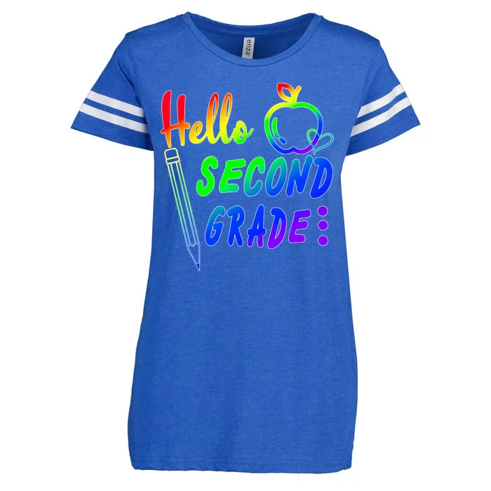 Colorful Hello Second Grade Enza Ladies Jersey Football T-Shirt