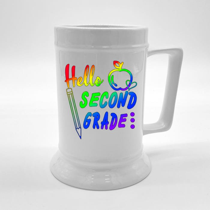 Colorful Hello Second Grade Front & Back Beer Stein