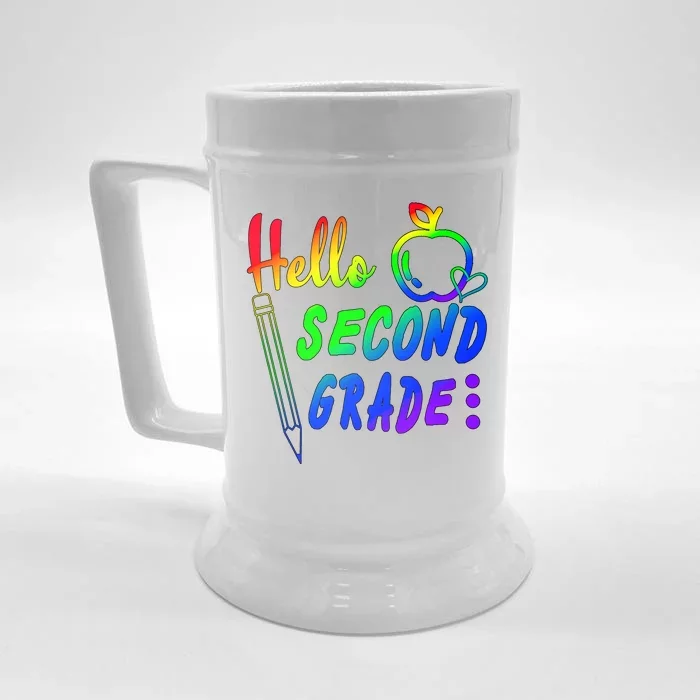 Colorful Hello Second Grade Front & Back Beer Stein