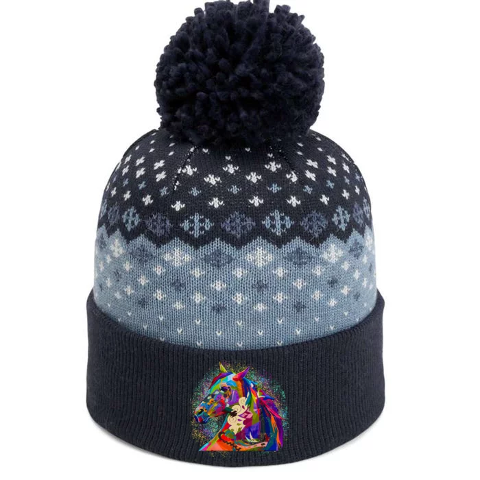 Colorful Horse Head Pattern The Baniff Cuffed Pom Beanie