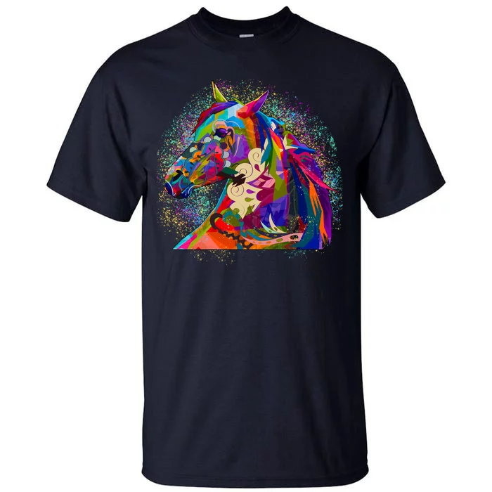 Colorful Horse Head Pattern Tall T-Shirt